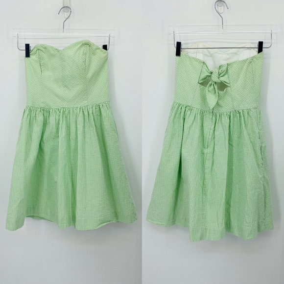 SOLD LILLY PULITZER strapless Seersucker XS green - Picture 3 of 13